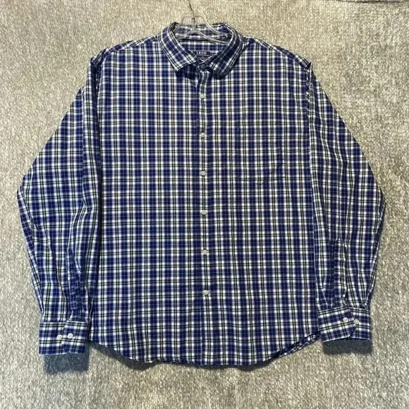 IZOD Plaid Button Down‎ Mens Dress XL Shirt Soft Washed Essentials Regular Fit - Picture 1 of 11